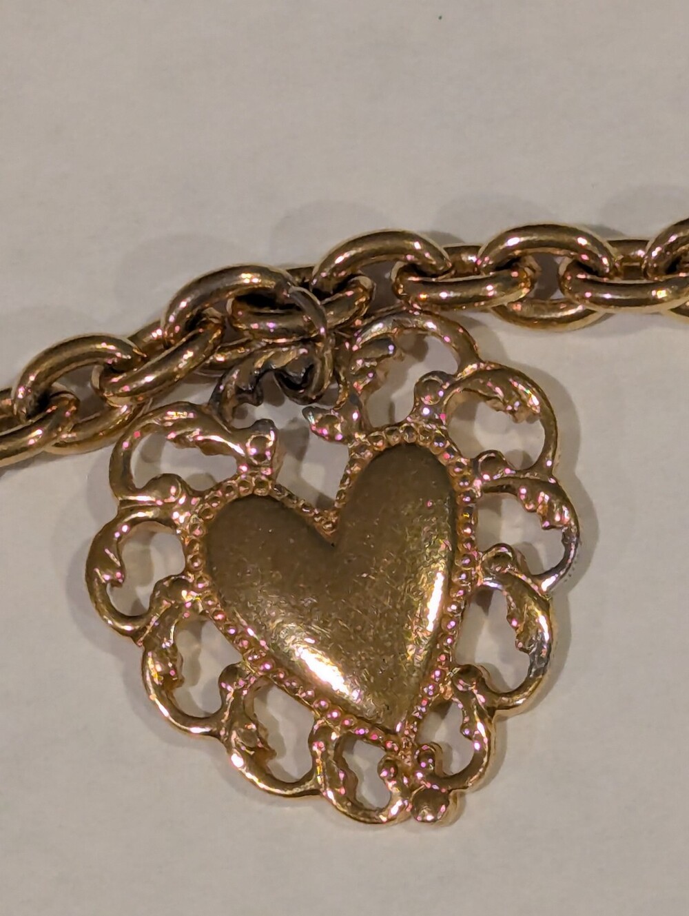 Vintage Heavy Six Hearts Charm Bracelet / Gold Tone ❤️ - Picture 5 of 8